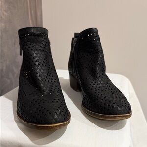 Lucky Brand Black Perforated Ankle Booties